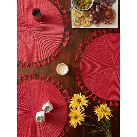 DII® Tassel Fringe Woven Round Placemats